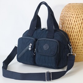 BO Women'S Multi-Pocket Nylon Crossbody Bag - Large Capacity Detachable Shoulder Strap, Multiple Zipper Pockets, Casual Style for Travel & Commuting, Available in Khaki